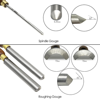 TASP HSS Roughing Spindle Gouge Woodturning Tools 25 & 22mm Woodworking Turning Chisels with Walnut Handle for Lathe