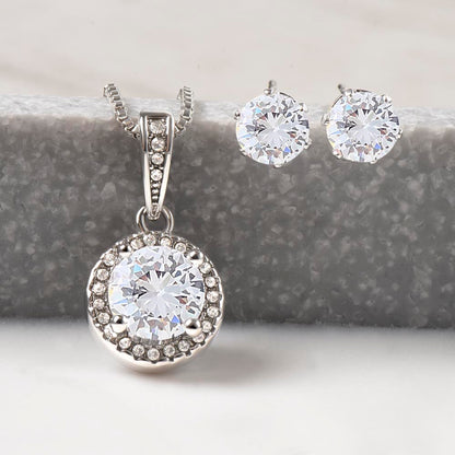 Eternal Necklace + CZ Earrings