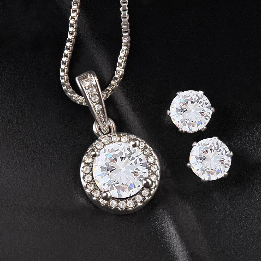 Eternal Necklace + CZ Earrings